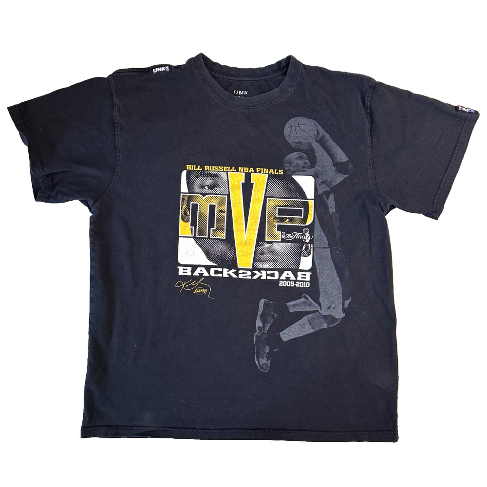 Rare Vtg UNK Kobe Bryant Finals MVP Shirt Mens M Black Los Angeles Lakers Flaw
